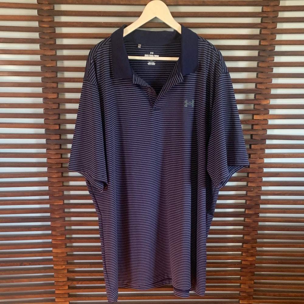 Under Armour Men's Navy & White Thin-Stripe Polo